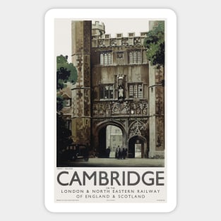 Cambridge UK Vintage Poster 1930 Sticker